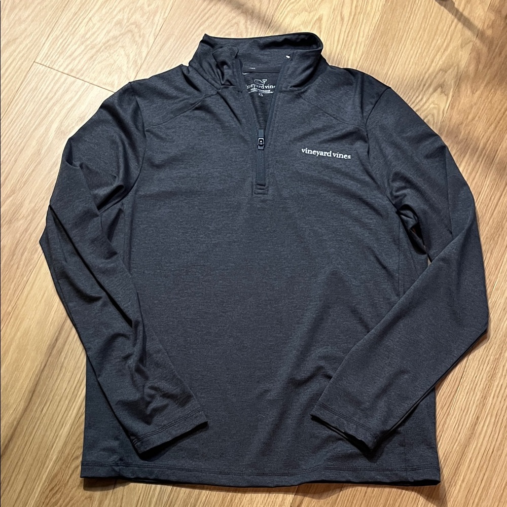 Vineyard Vines Men's Long Sleeve Quarter‑Zip Pullover - charcoal